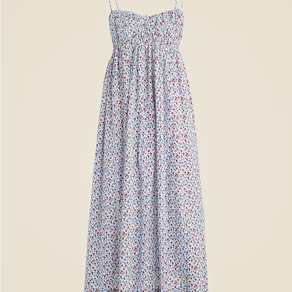 J. Crew Blue and Red Floral Maxi Dress